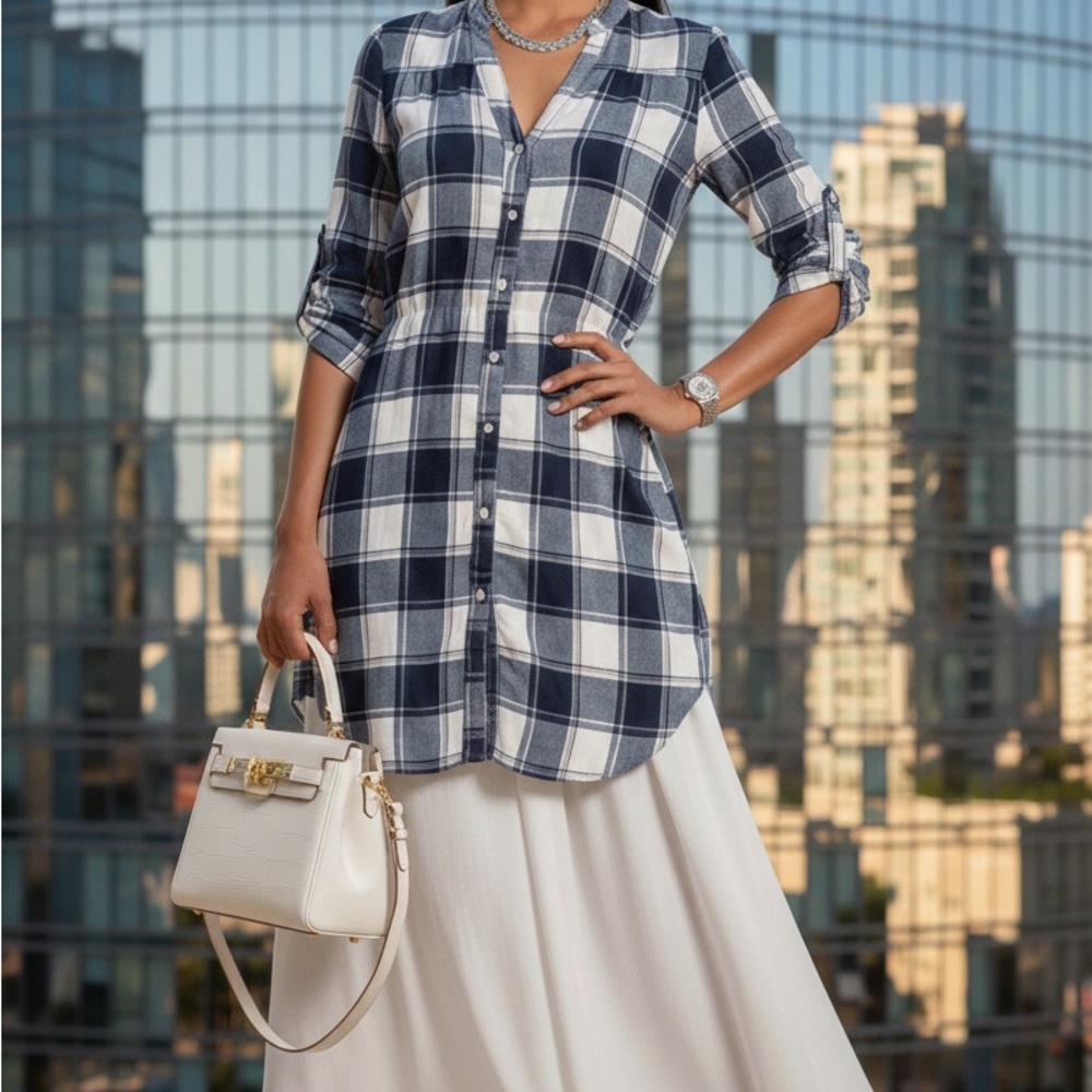 Passport Blue and White Plaid Shirt
